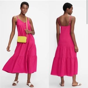 Ted Baker Luaan Button Through Cami Dress Hot Pink Tiered Maxi